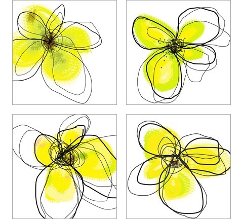 Yellow Petals Four 4 Piece Art Print Set by Jan Weiss