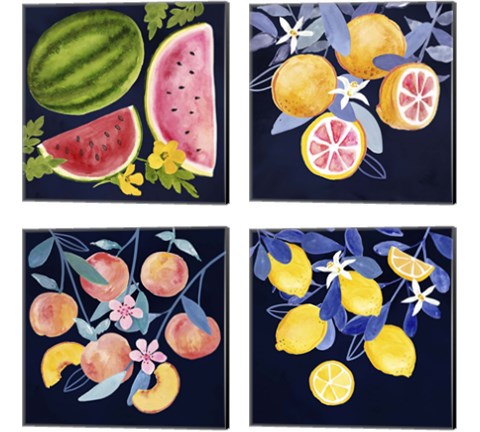 Fresh Fruit 4 Piece Canvas Print Set by Victoria Borges