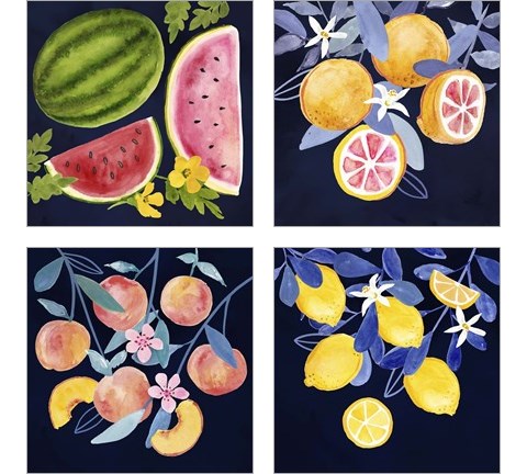 Fresh Fruit 4 Piece Art Print Set by Victoria Borges