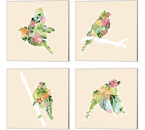 Foliage & Feathers 4 Piece Canvas Print Set by June Erica Vess