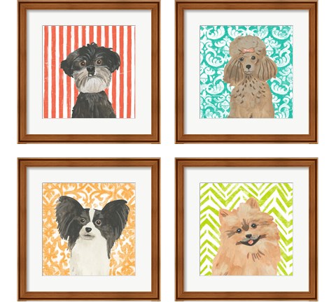 Parlor Pooches 4 Piece Framed Art Print Set by June Erica Vess