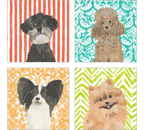 Parlor Pooches 4 Piece Art Print Set by June Erica Vess