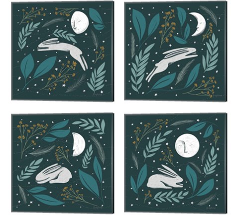 Sweet Dreams Bunny 4 Piece Canvas Print Set by Becky Thorns