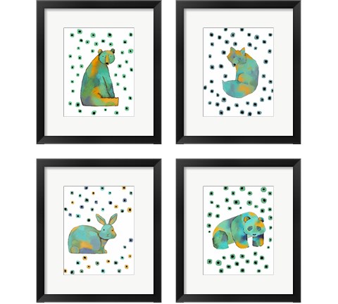 Polka Dot Watercolor Animals 4 Piece Framed Art Print Set by Judi Bagnato