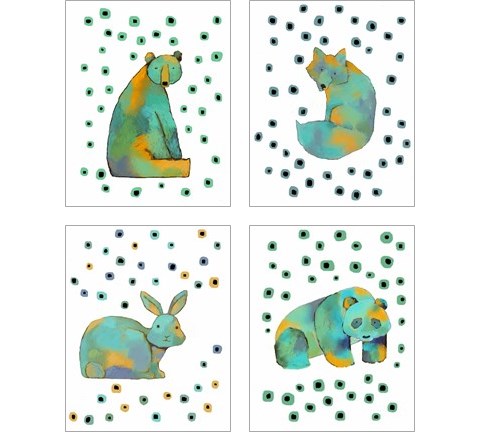 Polka Dot Watercolor Animals 4 Piece Art Print Set by Judi Bagnato