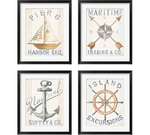 Floursack Nautical  4 Piece Framed Art Print Set by Danhui Nai