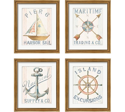 Floursack Nautical  4 Piece Framed Art Print Set by Danhui Nai