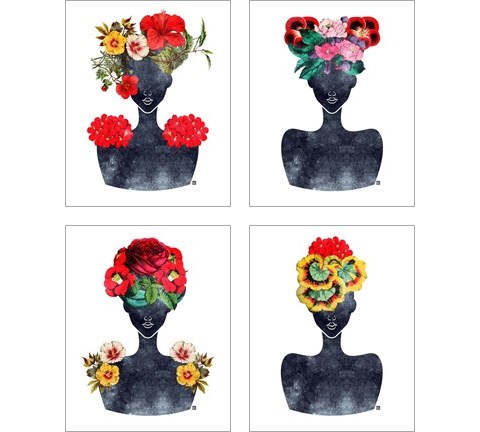 Flower Crown Silhouette 4 Piece Art Print Set by Tabitha Brown