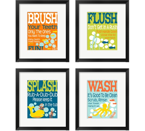 Ocean Bubble Friends 4 Piece Framed Art Print Set by Leslie Fuqua