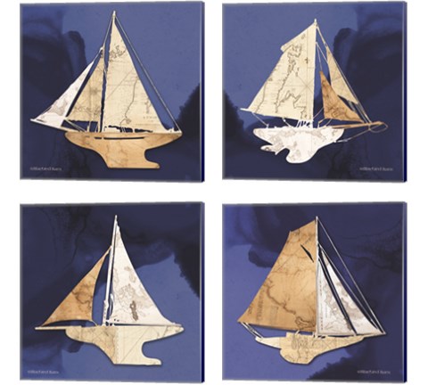 Sailboat Blue 4 Piece Canvas Print Set by Bluebird Barn