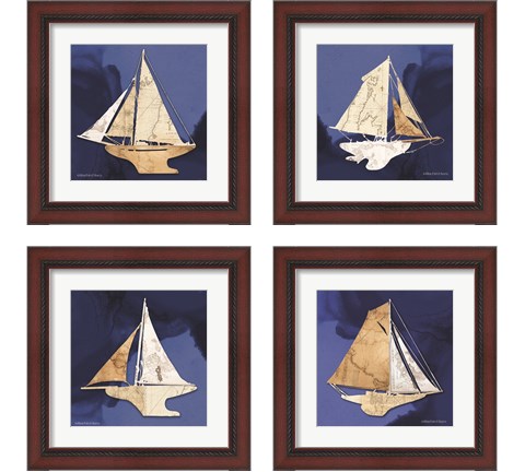 Sailboat Blue 4 Piece Framed Art Print Set by Bluebird Barn