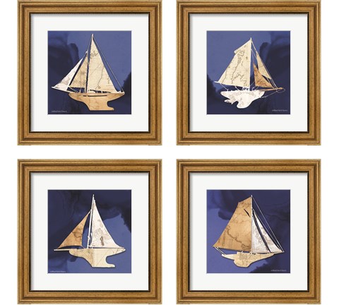 Sailboat Blue 4 Piece Framed Art Print Set by Bluebird Barn