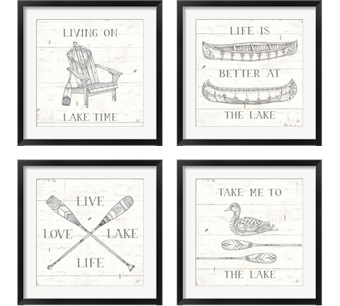 Lake Sketches  4 Piece Framed Art Print Set by Daphne Brissonnet