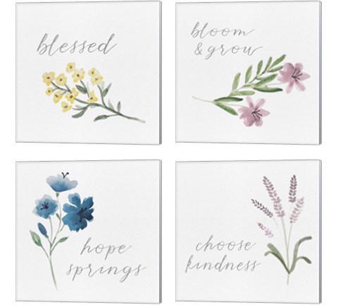 Wildflowers and Sentiment 4 Piece Canvas Print Set by Hartworks