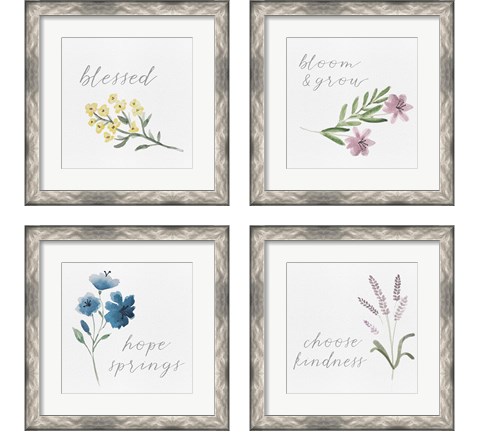 Wildflowers and Sentiment 4 Piece Framed Art Print Set by Hartworks