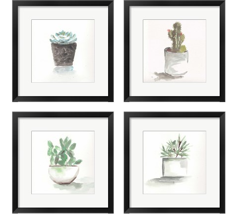 Watercolor Cactus Still Life 4 Piece Framed Art Print Set by Marcy Chapman
