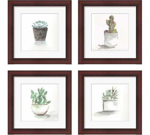 Watercolor Cactus Still Life 4 Piece Framed Art Print Set by Marcy Chapman