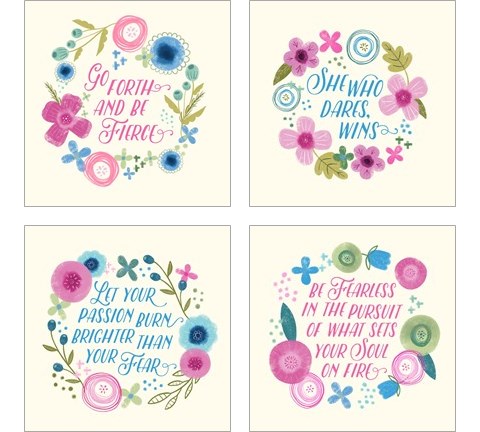 Fierce Girl Pink 4 Piece Art Print Set by Noonday Design