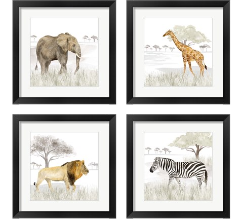Serengeti Wildlife 4 Piece Framed Art Print Set by Tara Reed