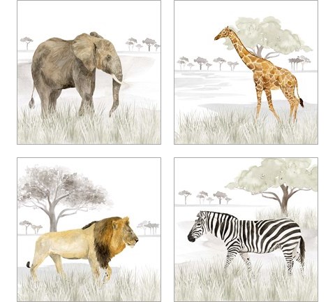 Serengeti Wildlife 4 Piece Art Print Set by Tara Reed