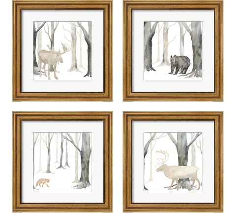 Winter Forest Animal 4 Piece Framed Art Print Set by Tara Reed