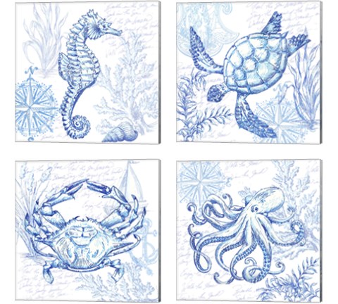 Coastal Sketchbook 4 Piece Canvas Print Set by Tre Sorelle Studios