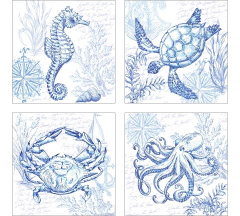 Coastal Sketchbook 4 Piece Art Print Set by Tre Sorelle Studios