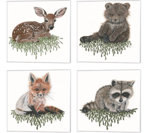 Baby Forest Animal 4 Piece Canvas Print Set by Hollihocks Art