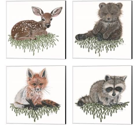 Baby Forest Animal 4 Piece Canvas Print Set by Hollihocks Art