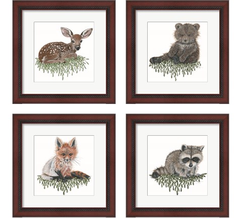 Baby Forest Animal 4 Piece Framed Art Print Set by Hollihocks Art