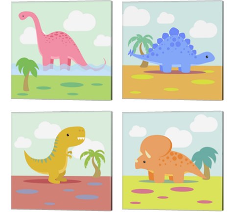 Li'l Dino 4 Piece Canvas Print Set by Malia Rodrigues