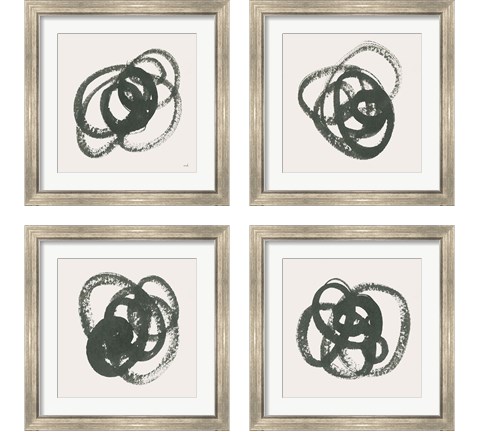 Scribbly Black 4 Piece Framed Art Print Set by Moira Hershey