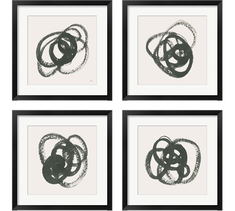 Scribbly Black 4 Piece Framed Art Print Set by Moira Hershey