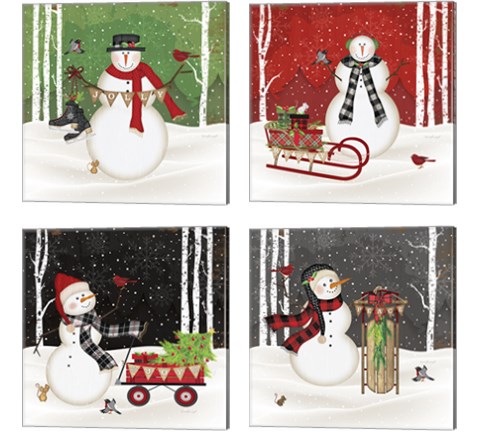 Jolly Snowman 4 Piece Canvas Print Set by Jennifer Pugh