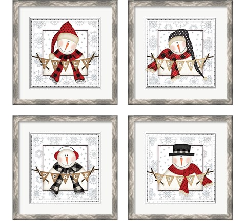Jolly Snowman 4 Piece Framed Art Print Set by Jennifer Pugh