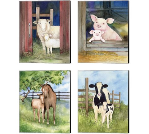 Farm Family Cows & Animals 4 Piece Canvas Print Set by Kathleen Parr McKenna