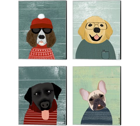 Winter Dog 4 Piece Canvas Print Set by Katie Doucette