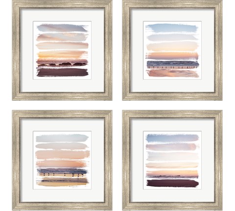 Sunset Stripes 4 Piece Framed Art Print Set by Laura Marshall