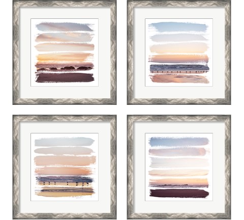 Sunset Stripes 4 Piece Framed Art Print Set by Laura Marshall
