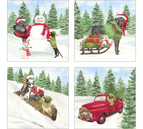Dog Days of Christmas 4 Piece Art Print Set by Tara Reed