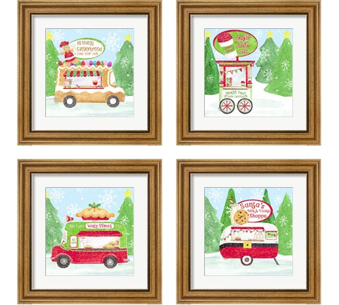 Food Cart Christmas 4 Piece Framed Art Print Set by Tara Reed