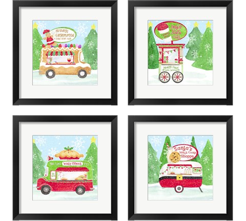 Food Cart Christmas 4 Piece Framed Art Print Set by Tara Reed