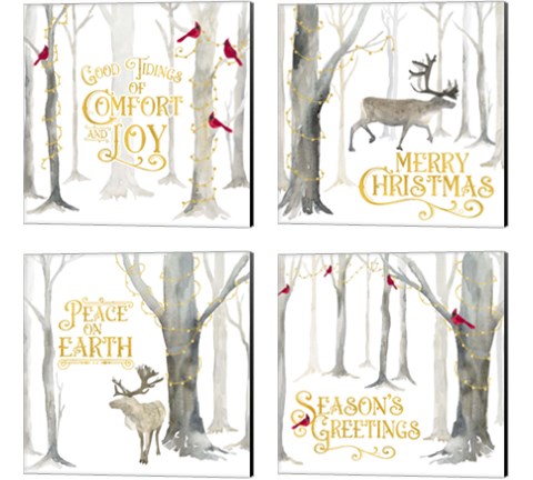 Christmas Forest 4 Piece Canvas Print Set by Tara Reed
