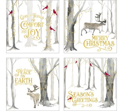 Christmas Forest 4 Piece Art Print Set by Tara Reed