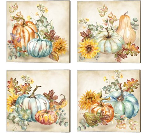 Watercolor Harvest Pumpkin 4 Piece Canvas Print Set by Tre Sorelle Studios