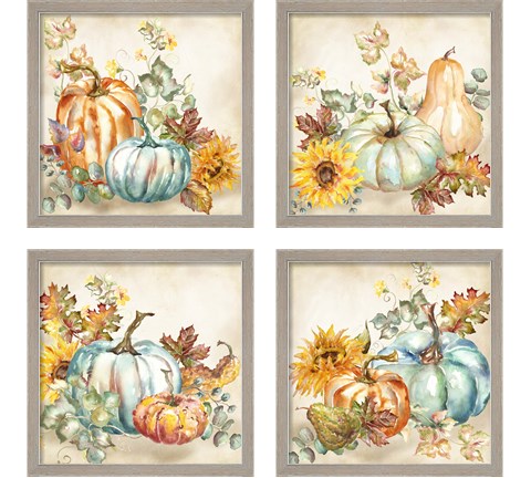 Watercolor Harvest Pumpkin 4 Piece Framed Art Print Set by Tre Sorelle Studios