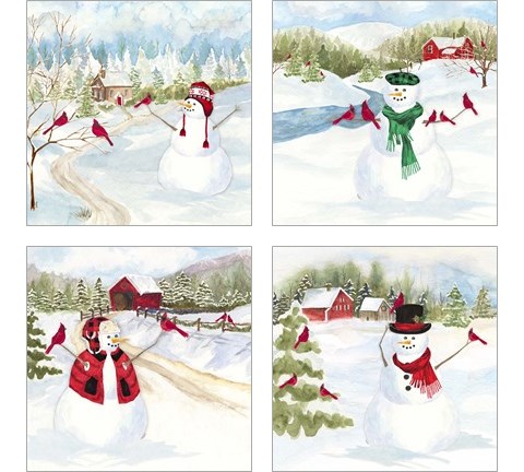 Snowman Christmas 4 Piece Art Print Set by Tara Reed