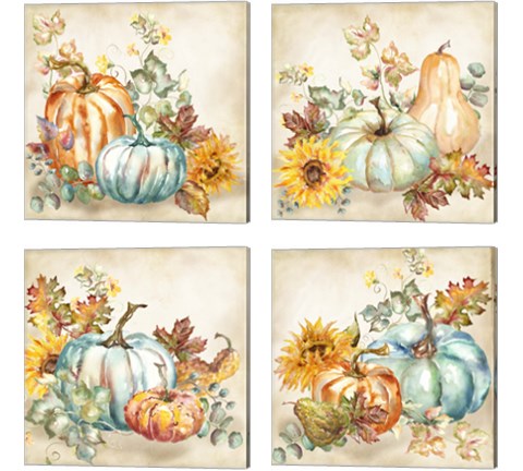 Watercolor Harvest Pumpkin 4 Piece Canvas Print Set by Tre Sorelle Studios