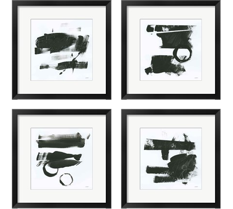 Gold and Black Elements 4 Piece Framed Art Print Set by Mike Schick