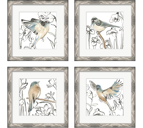Songbird Meadow 4 Piece Framed Art Print Set by June Erica Vess